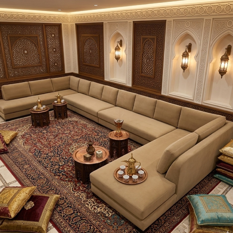 Luxurious U-Shaped Arabic Majlis Sofa Set In Riyadh
